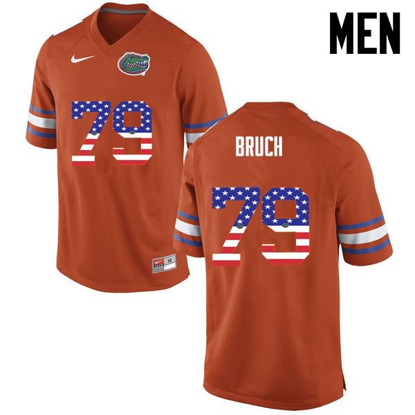 NCAA Florida Gators Dallas Bruch Men's #79 USA Flag Fashion Nike Orange Stitched Authentic College Football Jersey JOD5064NS